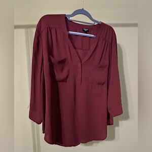 Torrid Deep Red V-Neck Blouse